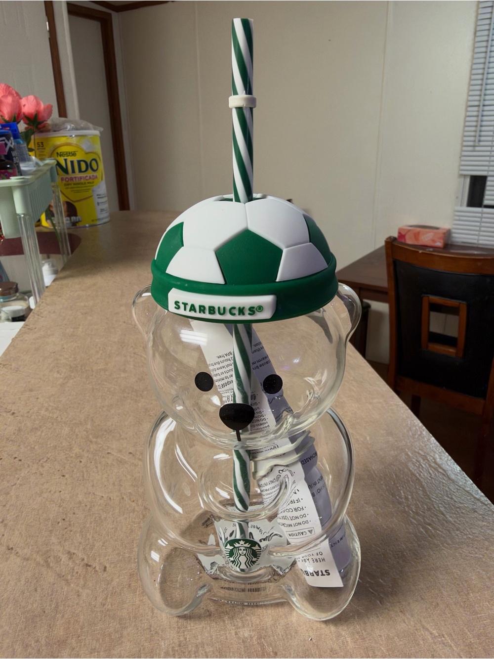 Starbucks Bear Cup Glass Bearista Soccer Edition